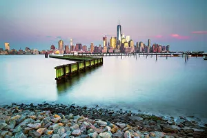 Freedom Tower Prints: New York City, Lower Manhattan skyline seen from Jersey City, New Jersey