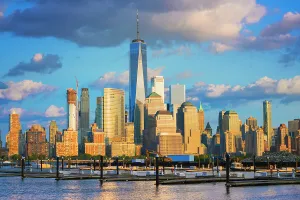New York City, Lower Manhattan skyline seen from Jersey City, New Jersey