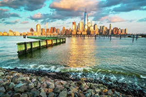 New York City, Lower Manhattan skyline seen from Jersey City, New Jersey