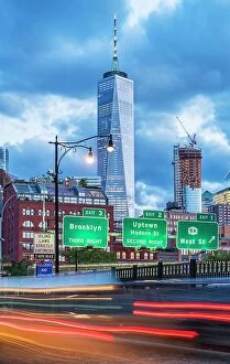 : New York City, Lower Manhattan, view of the Freedom Tower from Tribeca