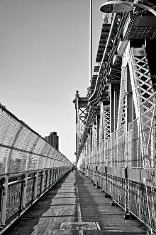 Walk Way Prints: New York City, Manhattan Bridge, View of dreamlike walkway