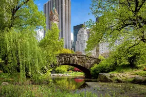 New York City, Manhattan, Gapstow Bridge and The Pond in Central Park