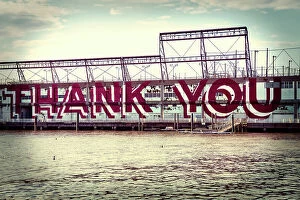 Images Dated 28th May 2021: New York City, Manhattan, Hudson River Park 'I WANT TO THANK YOU' Mural, Hudson Pier 40