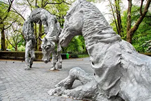 Statue Prints: New York City, Manhattan, Jean-Marie Appriou, The Horses, Doris C. Freedman Plaza