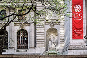 Images Dated 11th May 2020: New York City, Manhattan, NY Public Library, Woman Seated On Pegasus represents Beauty By Sculptor
