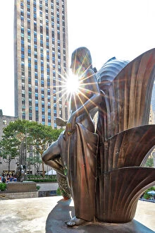 Images Dated 22nd September 2022: New York City, Manhattan, Rockefeller Center, The Maiden, bronze statue by Paul Manship