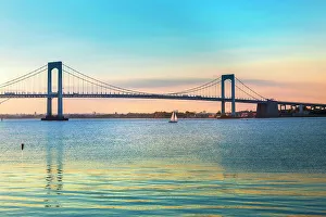Cloudless Prints: New York City, Throggs Neck Bridge taken from Queens at sunset