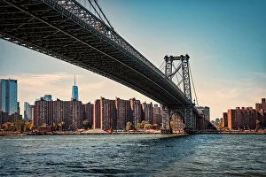 Lower Manhattan Prints: New York City, Williamsburg Bridge and Lower Manhattan Skyline