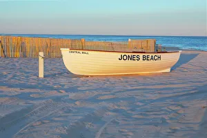 Summer Prints: New York, Long Island, Jones Beach, Wooden Boat at sunset