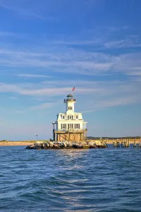Harbor Prints: New York, Long Island, Long Beach Bar Lighthouse on the Long Island Sound