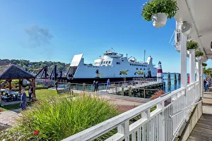 Harbor Prints: New York, Long Island, Port Jefferson, Ferry Boat to Bridgeport, at the harbor