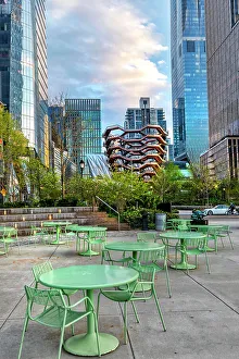Lau888 Prints: New York, NYC, Bella Abzug Park, Hudson Yards Vessel, outdoor seating