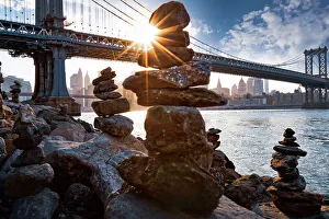 Afer Office 02 Prints: New York, NYC, Brooklyn, Balancing rocks near Manhattan Bridge