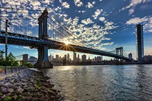 Lower Manhattan Prints: New York, NYC, Brooklyn, Manhattan Bridge and NYC skyline
