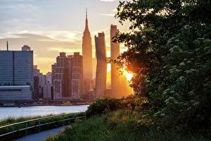 Copper Prints: New York, NYC, View of American Copper and Empire State Building across East River