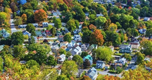 Images Dated 5th December 2023: New York, Port Jervis aerial view with fall colors