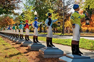 Lamp Prints: New York, Saratoga Springs, Lawn Jockeys at National Museum of Racing and Hall of Fame