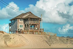 Carolina Prints: North Carolina, Outer Banks, Mirlo Beach, typical home along highway 12