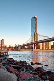 Rm302 Prints: NY, NYC, Brooklyn, View of One Manhattan Square and Manhattan Bridge