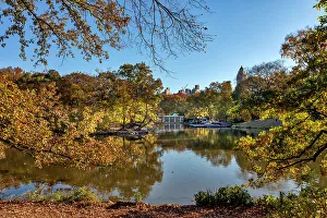 Eatery Prints: NY, NYC, Central Park, lake with Loeb Boathouse in background
