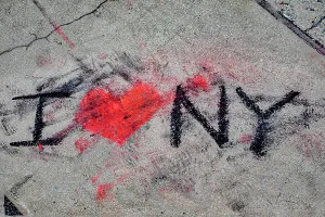 Lau888 Prints: NYC, I LOVE NY sign painted on sidewalk