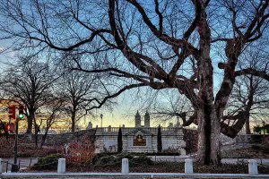 Winter Prints: NYC, Manhattan, Central Park, Monument to Mayor John Purroy Mitchel near Reservoir