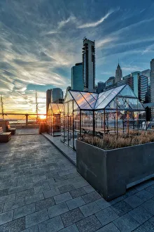 NYC, Manhattan, Rooftop at Pier 17 in NYC's Seaport District, The Greens, restaurant