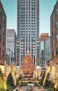 NYC, Rockefeller Center, Christmas Tree And Angels