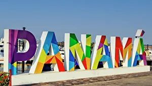 Cities Prints: Panama, Panama City, Flamenco Island, Panama Letters on Amador Causeway marina