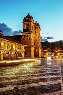 Vertical Prints: Peru, Cuzco City, cathedral at Plaza de Armas