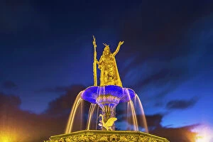 Images Dated 8th December 2023: Peru, Cuzco City, fountain at Plaza de Armas