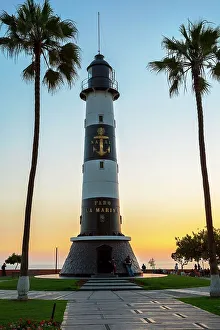Vertical Prints: Peru, Lima, Miraflores, La Marina Lighthouse