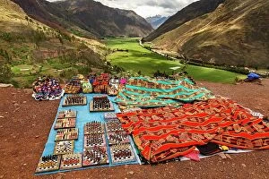 Images Dated 8th December 2023: Peru, Sacred valley, display of arts & crafts for sale