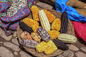 Icon Prints: Peru, Sacred Valley, Pisac, variety of corn display