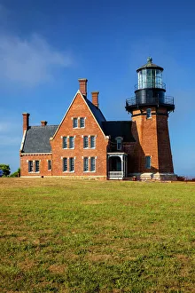 Harbor Prints: Rhode Island, Block Island, Mohegan Bluffs, Southeast Lighthouse, Aerial View