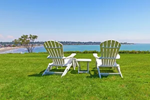 White Prints: Rhode Island, Newport, Adirondack chairs at Chanler Hotel at cliff walk