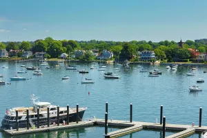 Rhode Island, Newport, Harbor Marina and waterfront houses