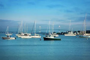 Harbor Prints: Rhode Island, Newport, harbor views with Claiborne Pell Bridge