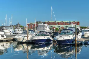 Harbor Prints: Rhode Island, Newport, marina on Narragansett Bay