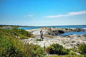 Visitor Prints: Rhode Island, Newport, Rocky shore near Castle Hill Lighthouse