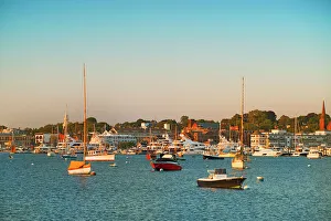 Spring Prints: Rhode Island, Newport, town seen from King Park