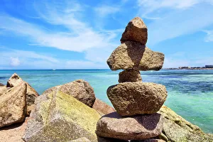 Atlantic Ocean Prints: Rocks stacked by water