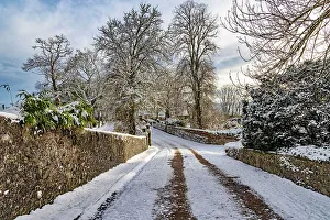 Winter Prints: Scotland, Highland, Sutherland, road in winter