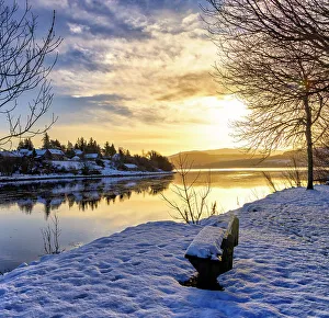 Winter Prints: Scotland, Sutherland, Highland, Bonar Bridge, typical village scene