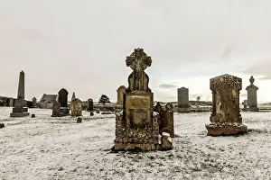 Winter Prints: UK, Scotland, Balintore, Cemetery scene