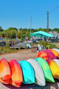 Umbrella Prints: US, Connecticut, Mystic kayaks for rental