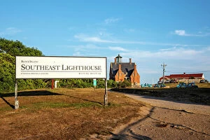 Images Dated 15th July 2022: USA, Block Island, Rhode Island, New England, Southeast Lighthouse sign
