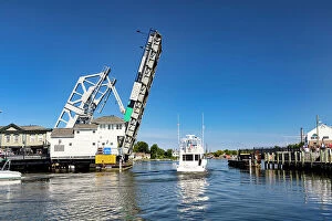 Images Dated 22nd September 2022: USA, Connecticut, Mystic River Bascule bridge lifted