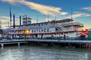 Paddle Boat Prints: USA, Louisiana, New Orleans, Natchez Steamboat on The Mississippi River