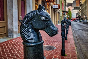 Images Dated 8th March 2021: USA, Louisiana, New Orleans, street scene with horsehead hitching post